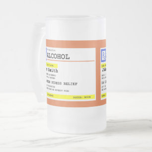 Caneca De Cerveja Vidro Jateado Receita personalizada Álcool Humoroso