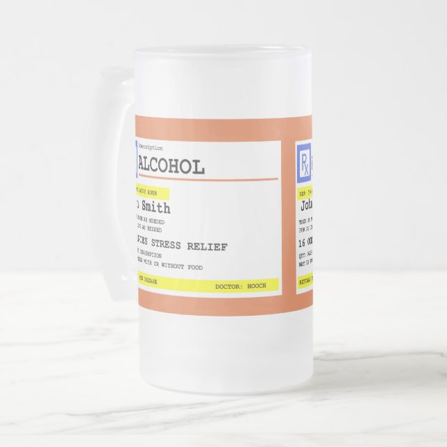 Caneca De Cerveja Vidro Jateado Receita personalizada Álcool Humoroso  (Frente Esquerda)