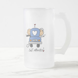 Caneca De Cerveja Vidro Jateado Recém-Casados Camisetas e Presentes para Noiva e N