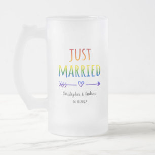 Caneca De Cerveja Vidro Jateado Recém-Casados I - Casamento LGBTQ