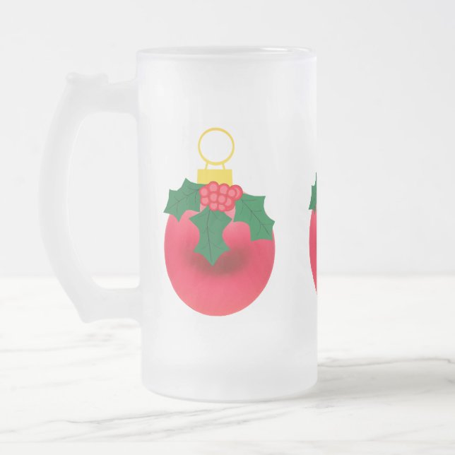 Caneca De Cerveja Vidro Jateado Red Ornament Mug (Esquerda)