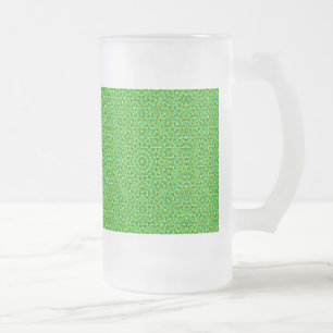 Caneca De Cerveja Vidro Jateado Rede Verde Kaleidoscópio/Red Kaleidoscope Net