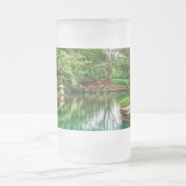 Caneca De Cerveja Vidro Jateado Reflexões primavera Verde (Centro)