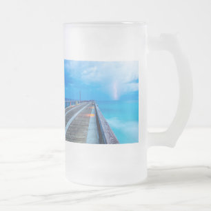 Caneca De Cerveja Vidro Jateado Relâmpago Em Navarre Beach Pier Fosco Beer