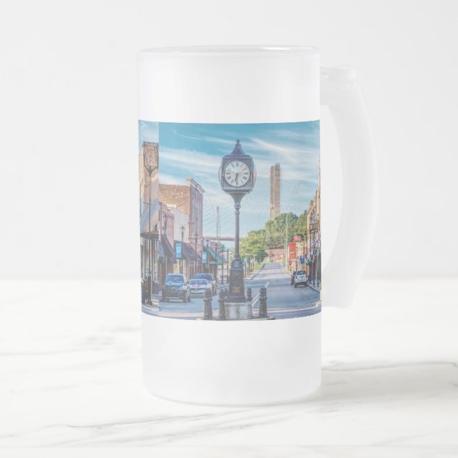 Caneca De Cerveja Vidro Jateado Relógio De Abelhas De Fosco Cabo Girardeau, Centro (Frente Esquerda)