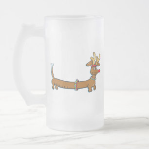 Caneca De Cerveja Vidro Jateado Rena do Dachshund
