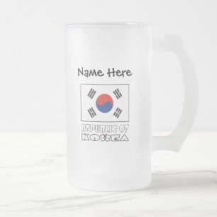 Caneca De Cerveja Vidro Jateado Rep. da Coreia do Sul Bandeira Sul-Coreana Persona