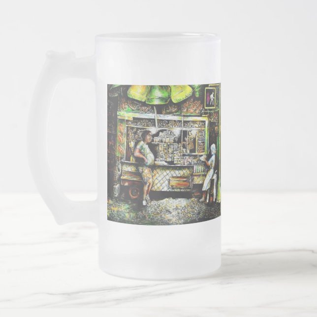 Caneca De Cerveja Vidro Jateado Resplandecente (Esquerda)