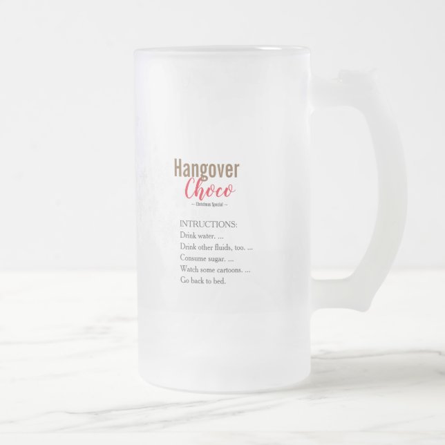 Caneca De Cerveja Vidro Jateado RESSACA CHOCO copo combinando papai noel piada (Direita)