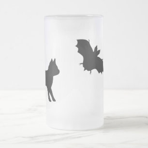 Caneca De Cerveja Vidro Jateado Ressaca preta com morcego