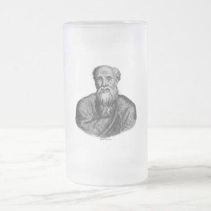 Caneca De Cerveja Vidro Jateado Retrato do Filósofo Grego Antigo Demócrito