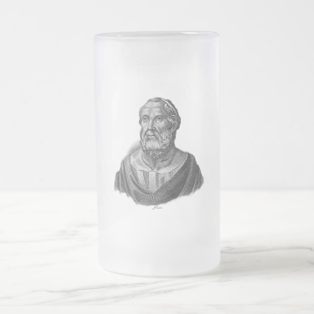 Caneca De Cerveja Vidro Jateado Retrato do Filósofo Grego Antigo Plato (Centro)