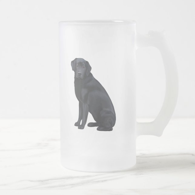Caneca De Cerveja Vidro Jateado Retrato preto de labrador retriever (Direita)