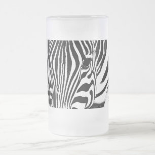 Caneca De Cerveja Vidro Jateado Retrato zebra preto e branco