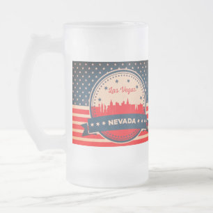 Caneca De Cerveja Vidro Jateado Retro Las Vegas Nevada Skyline