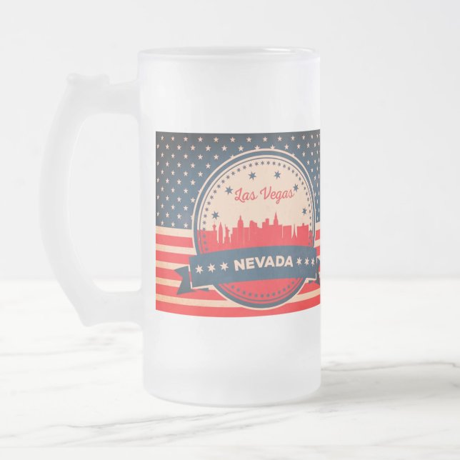 Caneca De Cerveja Vidro Jateado Retro Las Vegas Nevada Skyline (Esquerda)