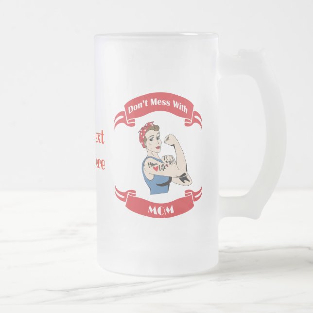 Caneca De Cerveja Vidro Jateado Retroceder Não Mess com MOM (Direita)