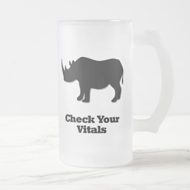 Caneca De Cerveja Vidro Jateado Rhino verifique seus frascos (Direita)