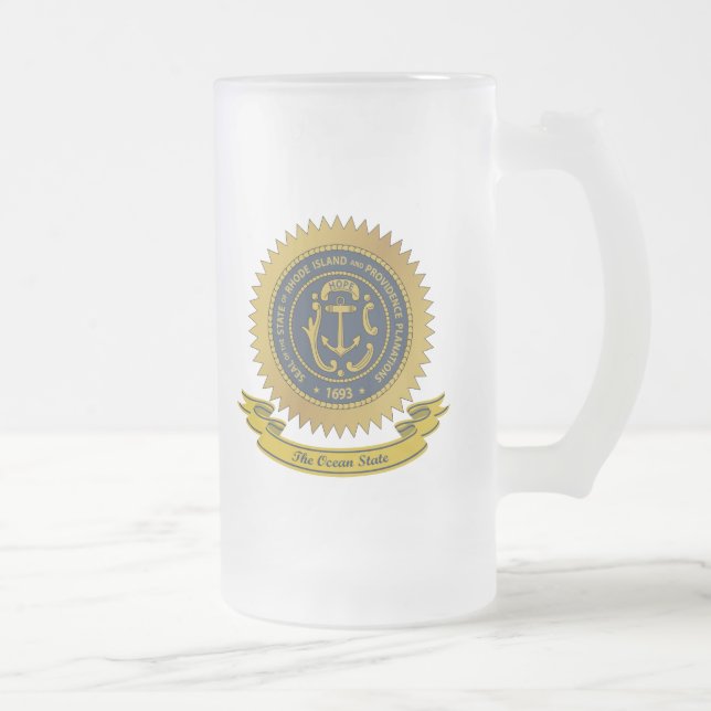 Caneca De Cerveja Vidro Jateado Rhode Island Seal (Direita)