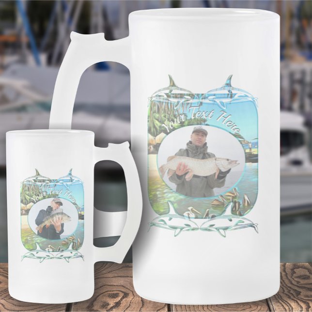 Caneca De Cerveja Vidro Jateado Rio Repõe Pesca Oceânica 0330 (Criador carregado)