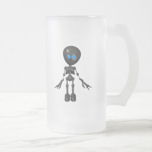 Caneca De Cerveja Vidro Jateado Robô Bionic do menino 3D - olhando para a frente