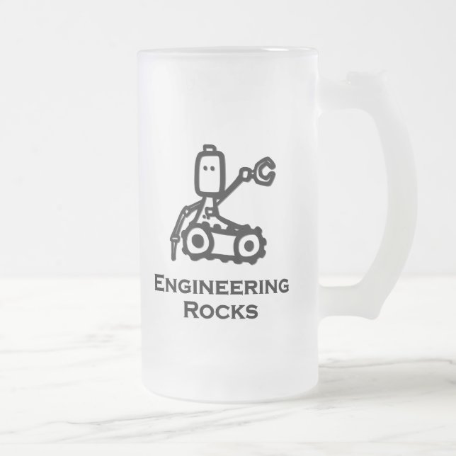 Caneca De Cerveja Vidro Jateado Rochas de Engenharia de Bot de engenheiro (Direita)