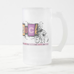 Caneca De Cerveja Vidro Jateado Rock On Mug