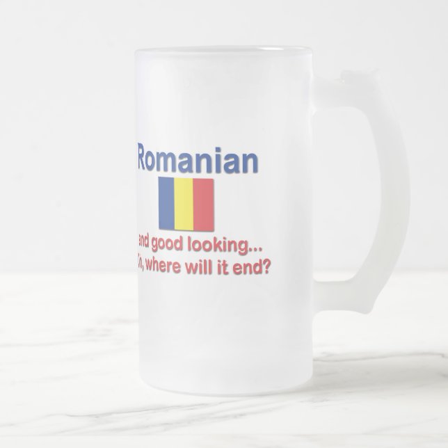 Caneca De Cerveja Vidro Jateado Romanian bonito (Direita)