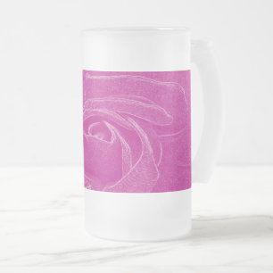 Caneca De Cerveja Vidro Jateado Rosa de renda magenta