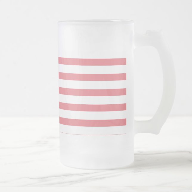 Caneca De Cerveja Vidro Jateado Rosa e faixa horizontal branca (Direita)