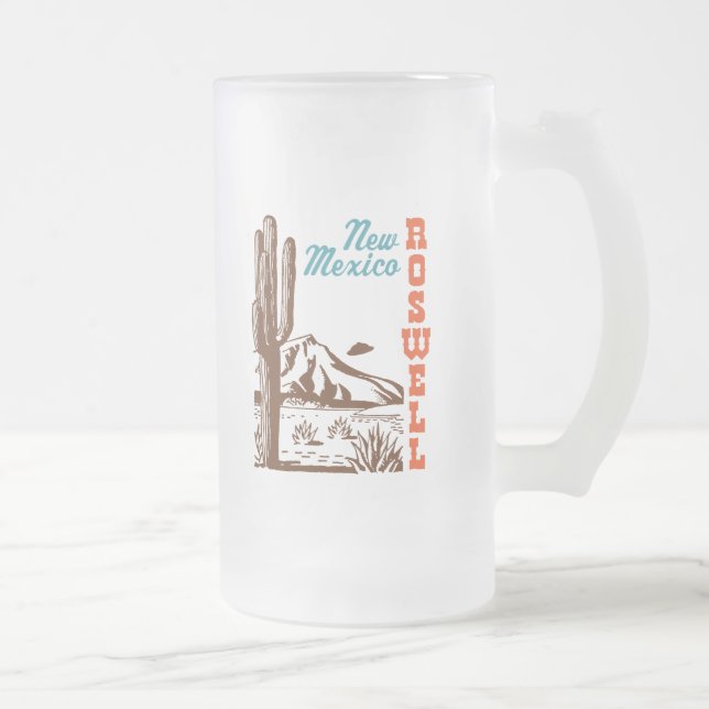 Caneca De Cerveja Vidro Jateado Roswell Novo México (Direita)