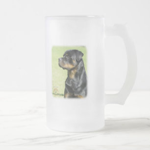Caneca De Cerveja Vidro Jateado Rottweiler