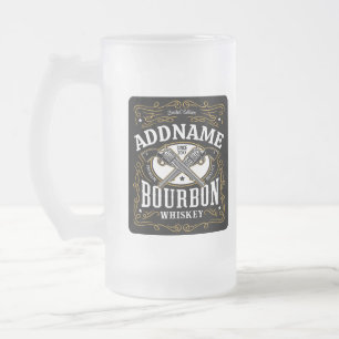 Caneca De Cerveja Vidro Jateado Rótulo Whiskey do Bourbon Vintage Personalizado