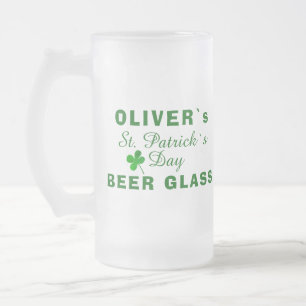 Caneca De Cerveja Vidro Jateado Rua do dia de Patrick