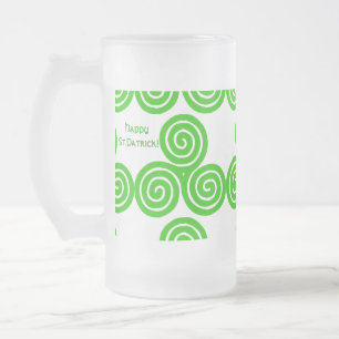 Caneca De Cerveja Vidro Jateado Rua Feliz Irlandesa Triskel Patrick Fosco Mug