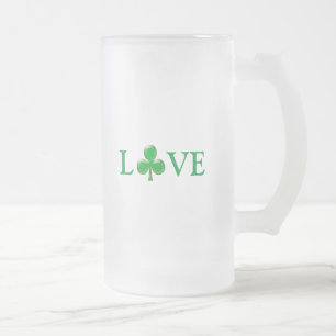 Caneca De Cerveja Vidro Jateado Rua. O Dia Irlandês do Patrick Amor Verde Shamroc
