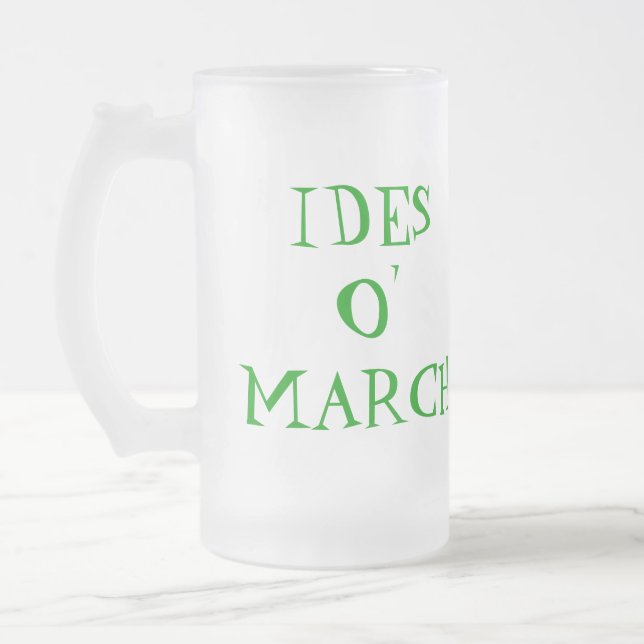 Caneca De Cerveja Vidro Jateado Rua Patrick IDES O'MARCH Leprechaun Mug (Esquerda)