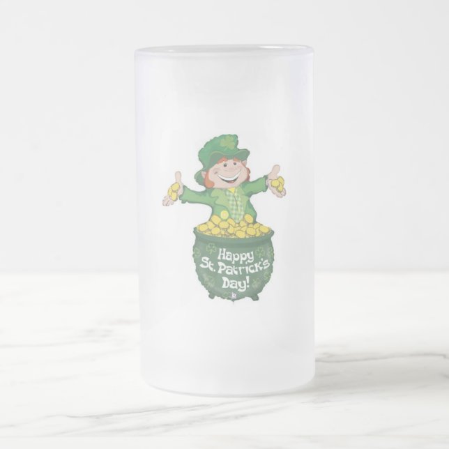 Caneca De Cerveja Vidro Jateado Rua. Patricks - Fosco de 16oz (Centro)