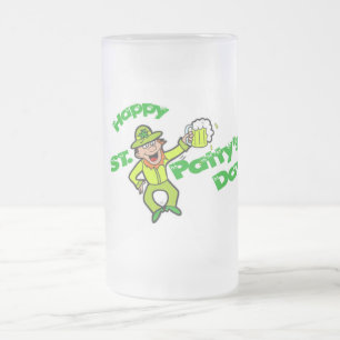 Caneca De Cerveja Vidro Jateado Rua. Patricks - Fosco de 16oz