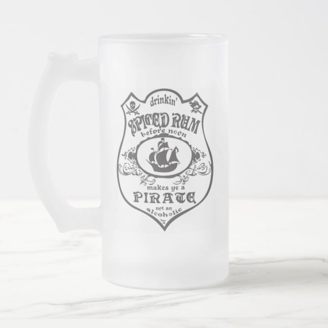 Caneca De Cerveja Vidro Jateado Rum = pirata temperados (Esquerda)