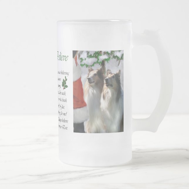 Caneca De Cerveja Vidro Jateado Sable Rough Collie presentes de Natal (Direita)