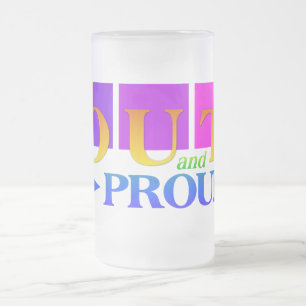 Caneca De Cerveja Vidro Jateado SAIR & PROUD mug - escolha estilo e cor