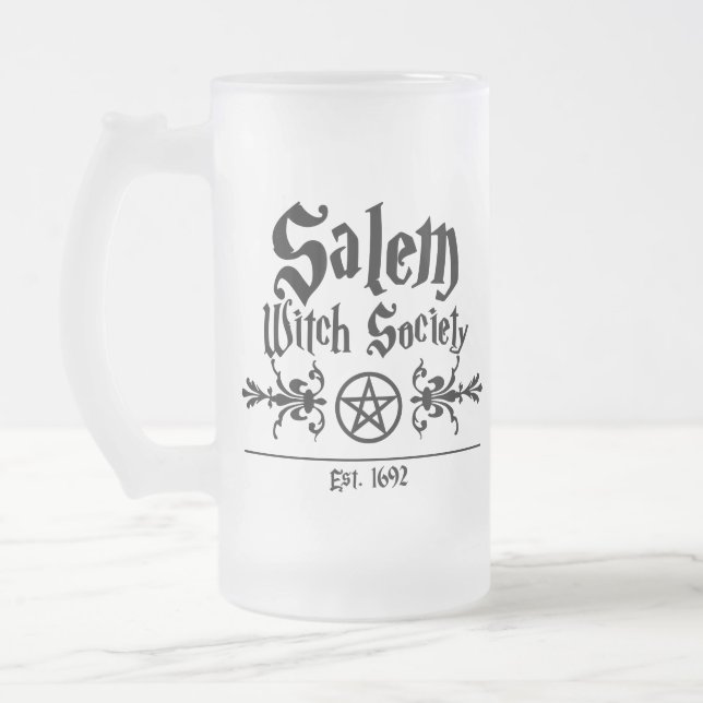 Caneca De Cerveja Vidro Jateado Salem Witch Society Mug (Esquerda)
