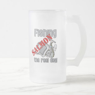 Caneca De Cerveja Vidro Jateado Salmão De Pesca Camarão De Pesca Do Enguia