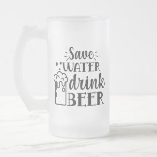 Caneca De Cerveja Vidro Jateado salve água beber cerveja