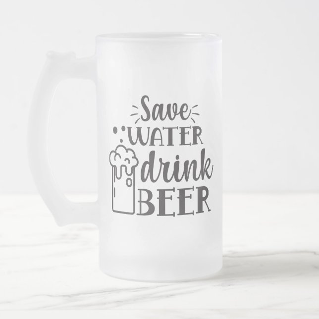 Caneca De Cerveja Vidro Jateado salve água beber cerveja (Esquerda)