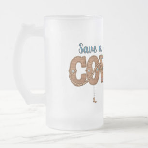 Caneca De Cerveja Vidro Jateado salve um cavalo monte um cowboy
