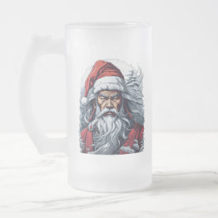 Caneca De Cerveja Vidro Jateado Samurai Papais noeis Warrior Christmas Art Gift