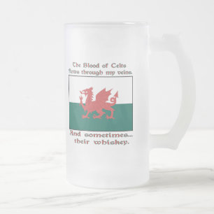 Caneca De Cerveja Vidro Jateado Sangue Galês de Celtas Corre Veias Às Vezes Uísque