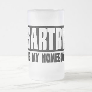 Caneca De Cerveja Vidro Jateado Sartre é meu ficar em casa